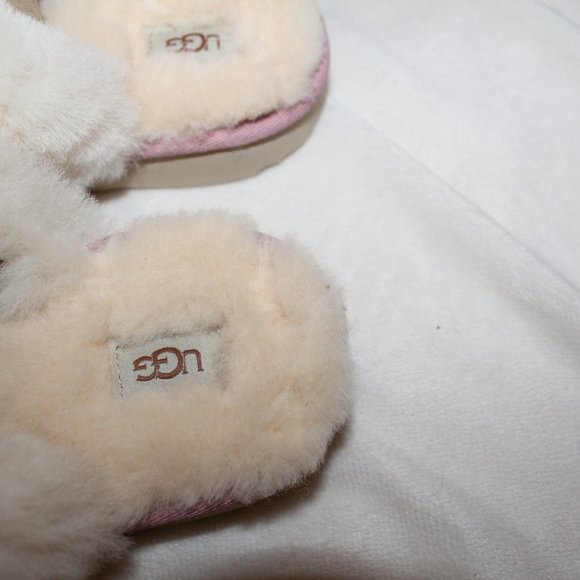 NIB UGG COZY PINK METALLIC PINK SLIP ON SLIDE SHEARLING SLIPPERS - Picture 5 of 7